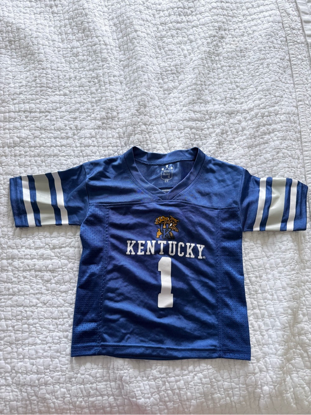 Kentucky Kids Blue Football Jersey Top with White Number